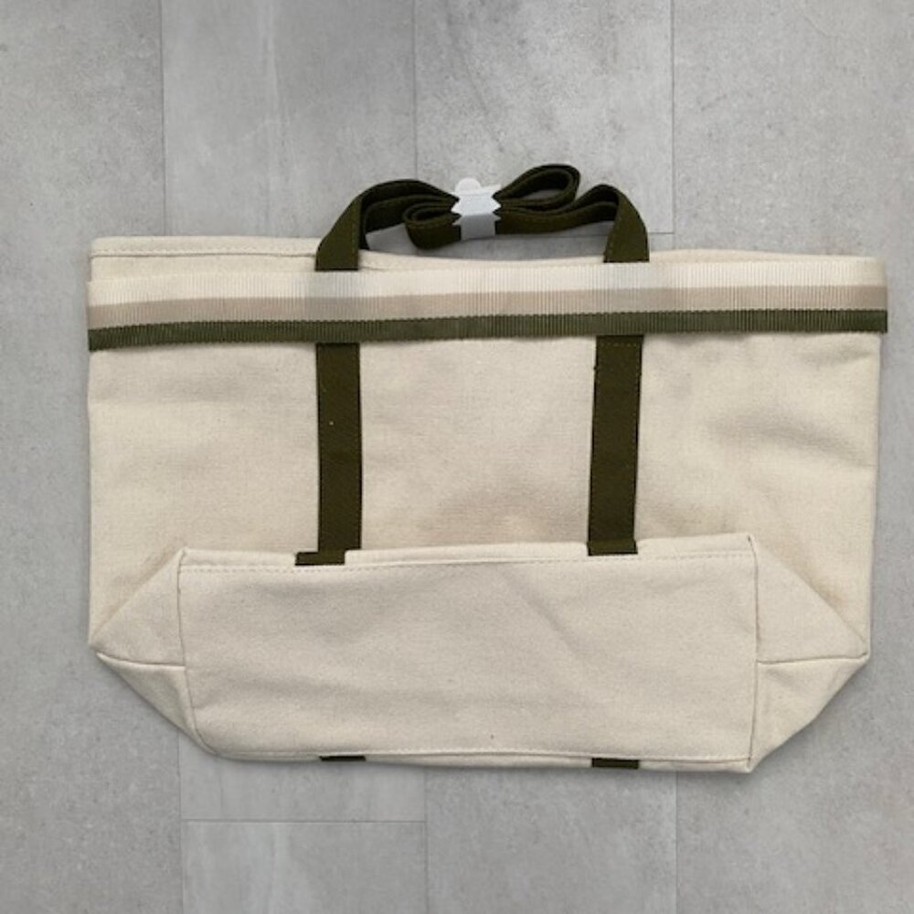 NWT DSW Exclusive Ivory Green Canvas Tote Bag with Travel Strap - Picture 11 of 12